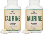 Taurina 1000mg por Ración, 180 Cápsulas - L-Taurina Vegana, Sin Gluten | Double Wood