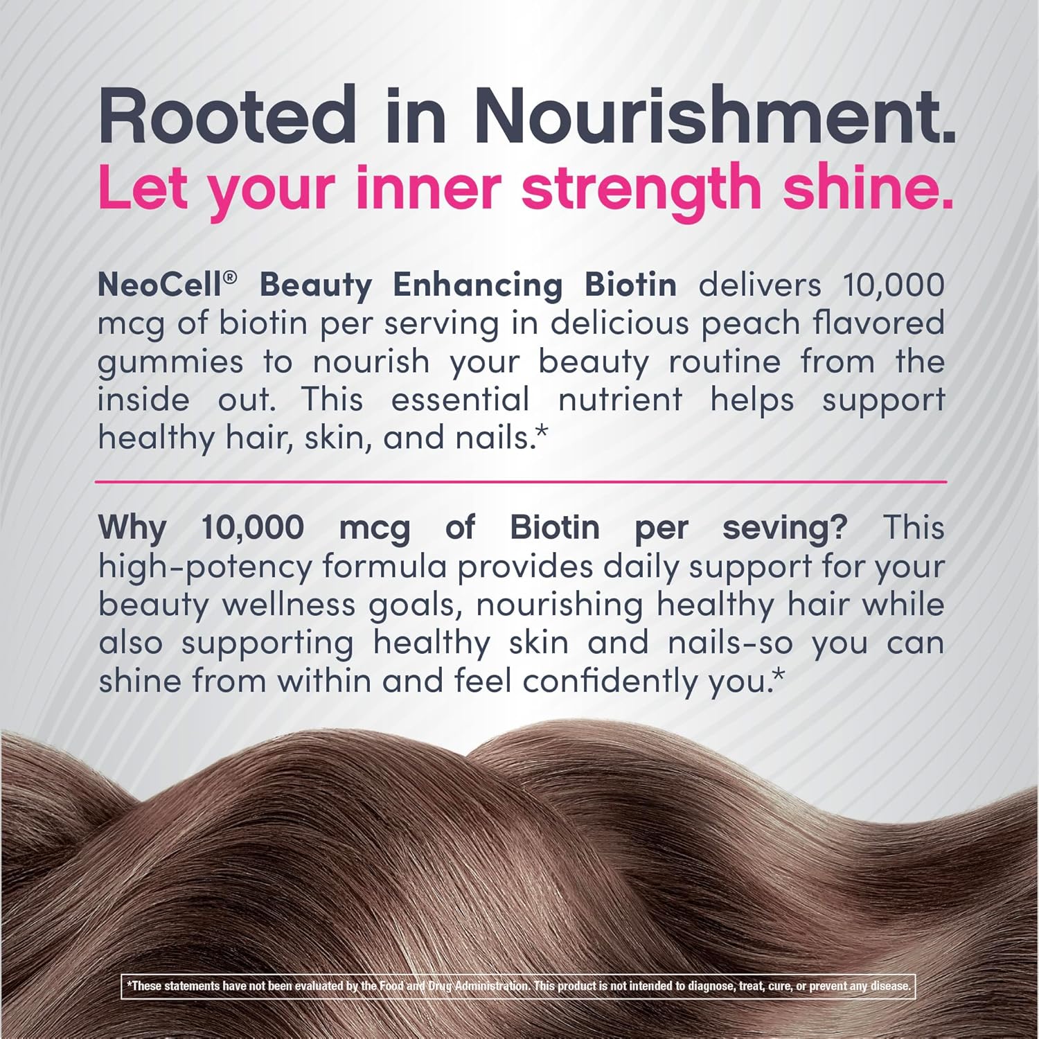 NeoCell Biotina 10000 mcg Gominolas para Cabello, Piel y Uñas, Sabor Melocotón (72 unidades)