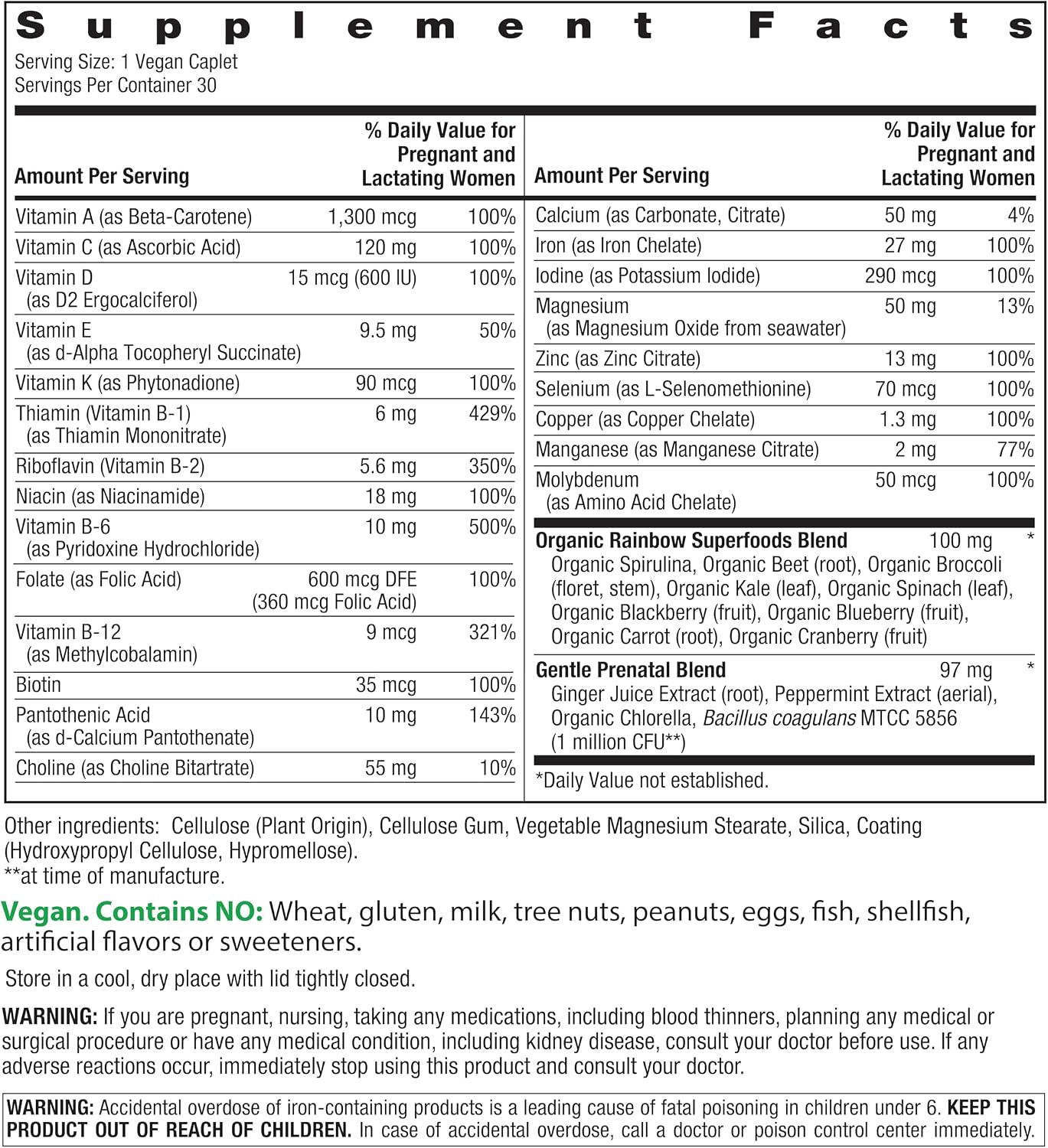 Rainbow Light Prenatal Multivitamin One+ para Mujeres | 30 Comprimidos | Nutrición Esencial para Mamá y Bebé