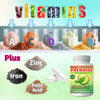 Vitaminas Prenatales para Mujeres | Postnatal | Vegano, Halal Sin Gelatina | con Folato, Hierro y Biotina | Apoyo para el Embarazo, Energía Postparto y Salud Capilar, 90 Cápsulas