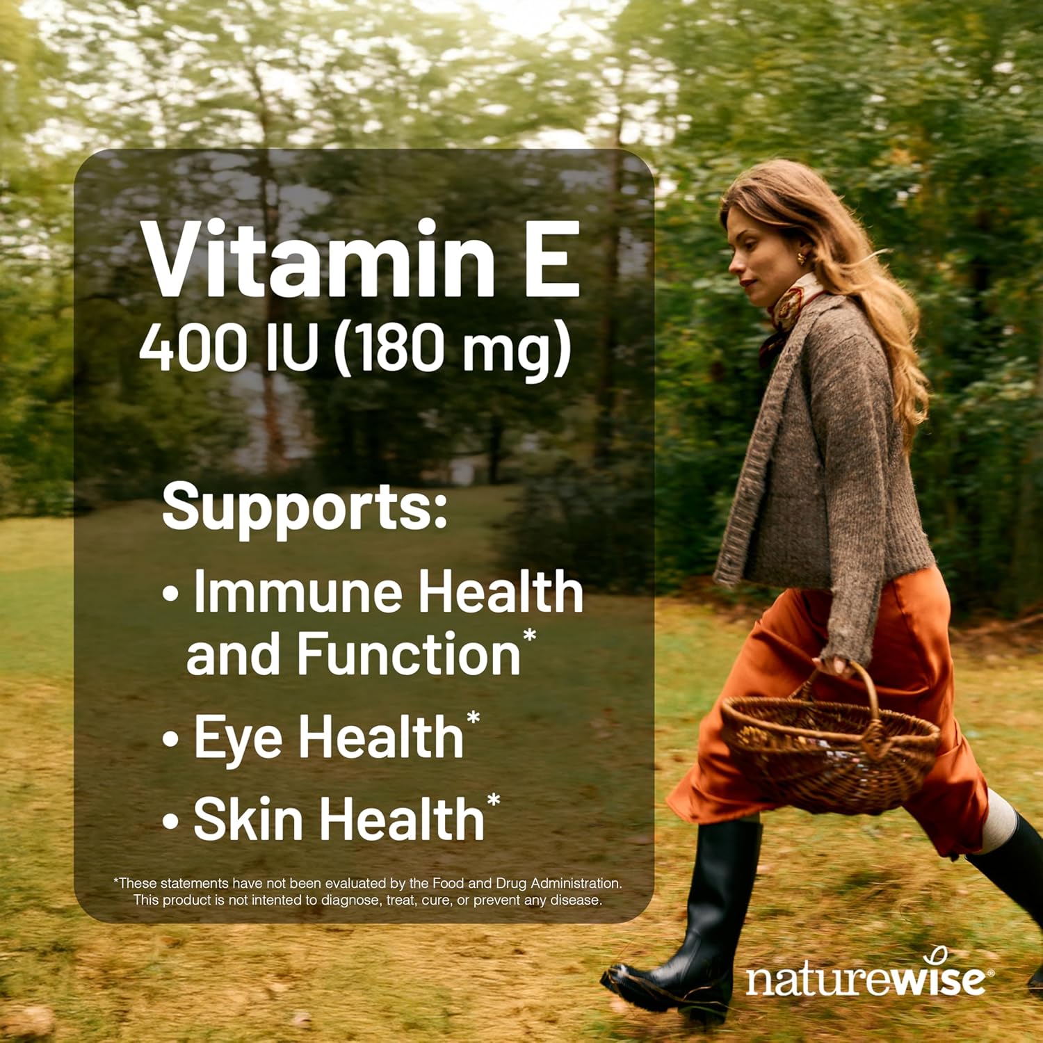 NatureWise Vitamina E 400 IU (180 mg DL-Alfa) – 120 Cápsulas Blandas – Sin Gluten, Lácteos ni Soja – Antioxidante No-GMO