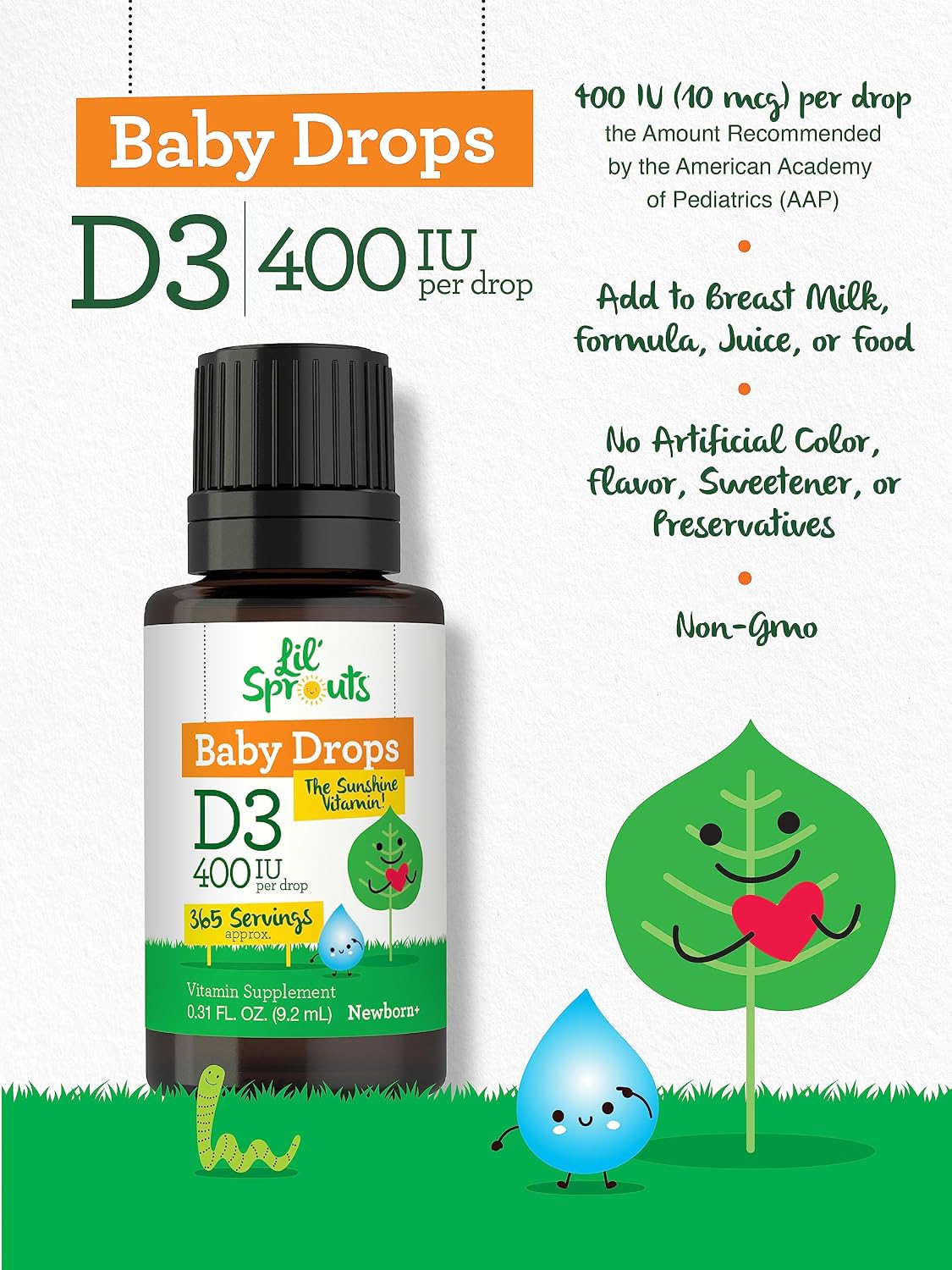 Carlyle Vitamina D3 Gotas Líquidas para Bebés - 400 UI, 9.2 mL