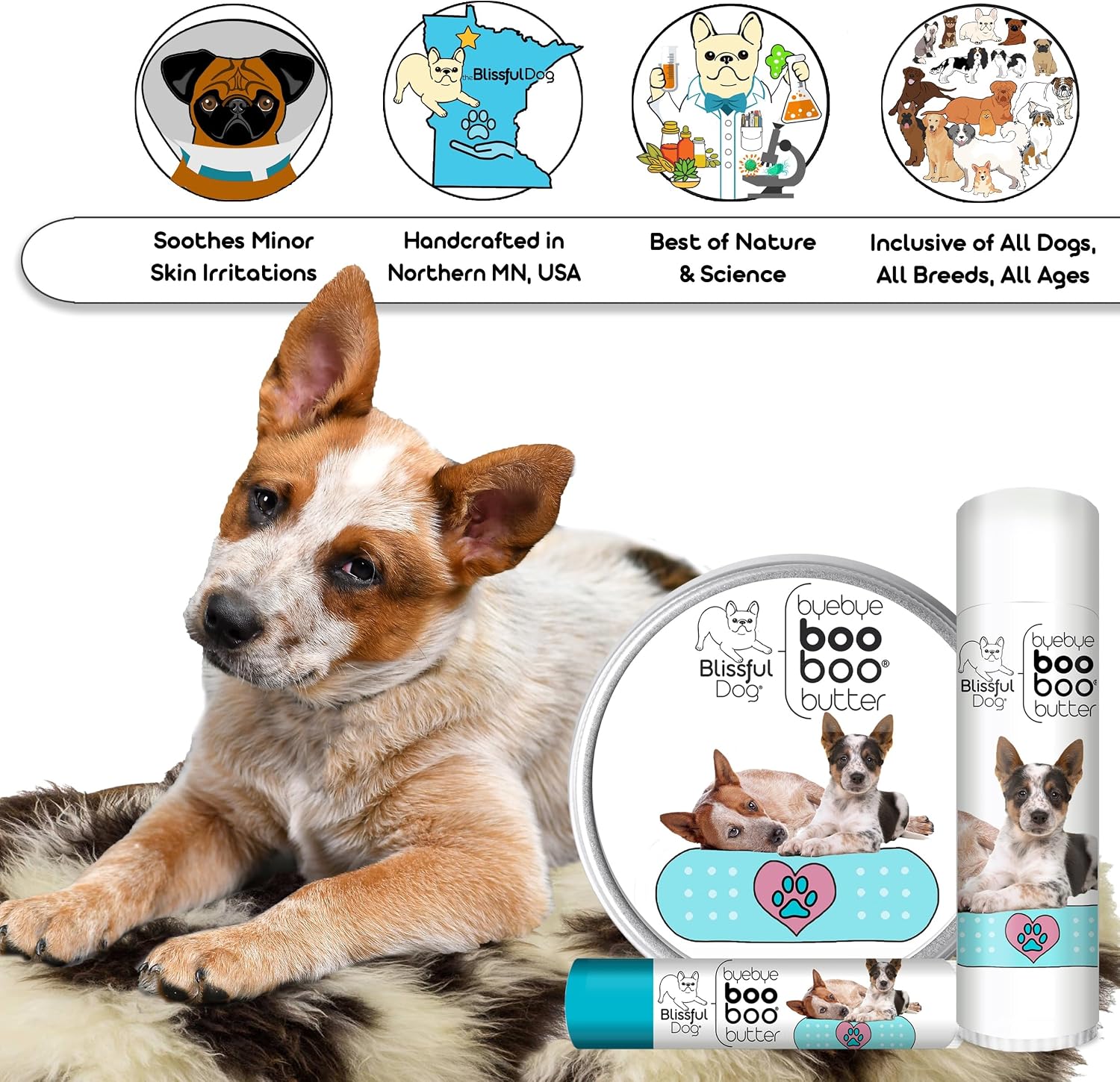 The Blissful Dog 2 oz TIN AUSTRAILIAN Cattle Dog Booboo Butter