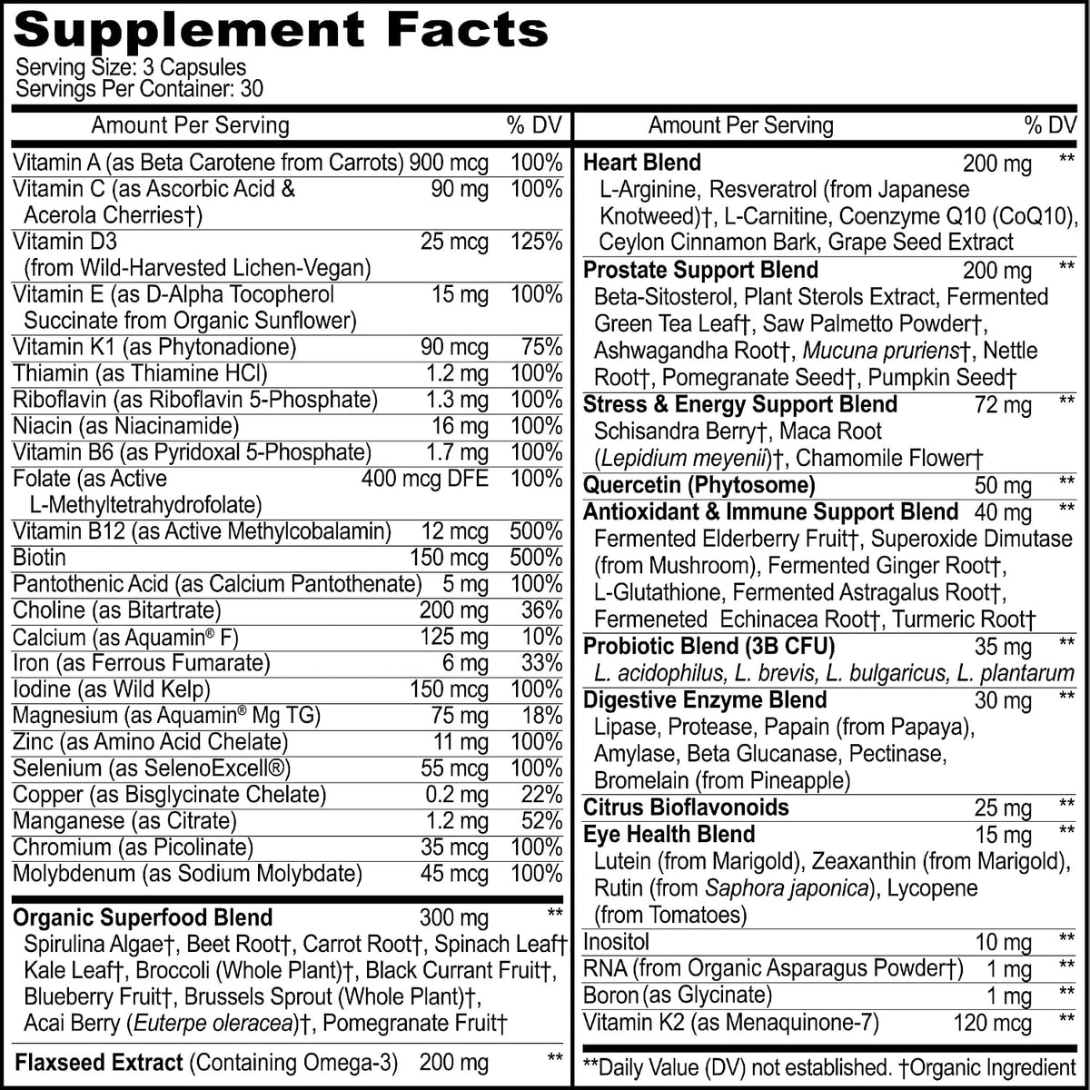 Methylated Men's Multivitamins - Multivitamínico Diario para Hombres con 44 Alimentos Orgánicos Integrales y Nutrientes Fermentados - görsel 2