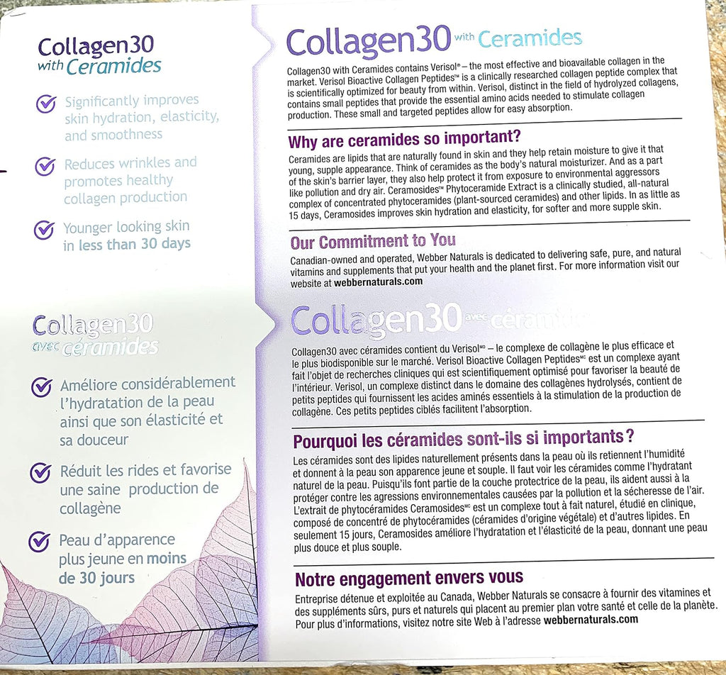 Webber Naturals Collagen 30 con Biotina y Ceramidas, 200 Comprimidos