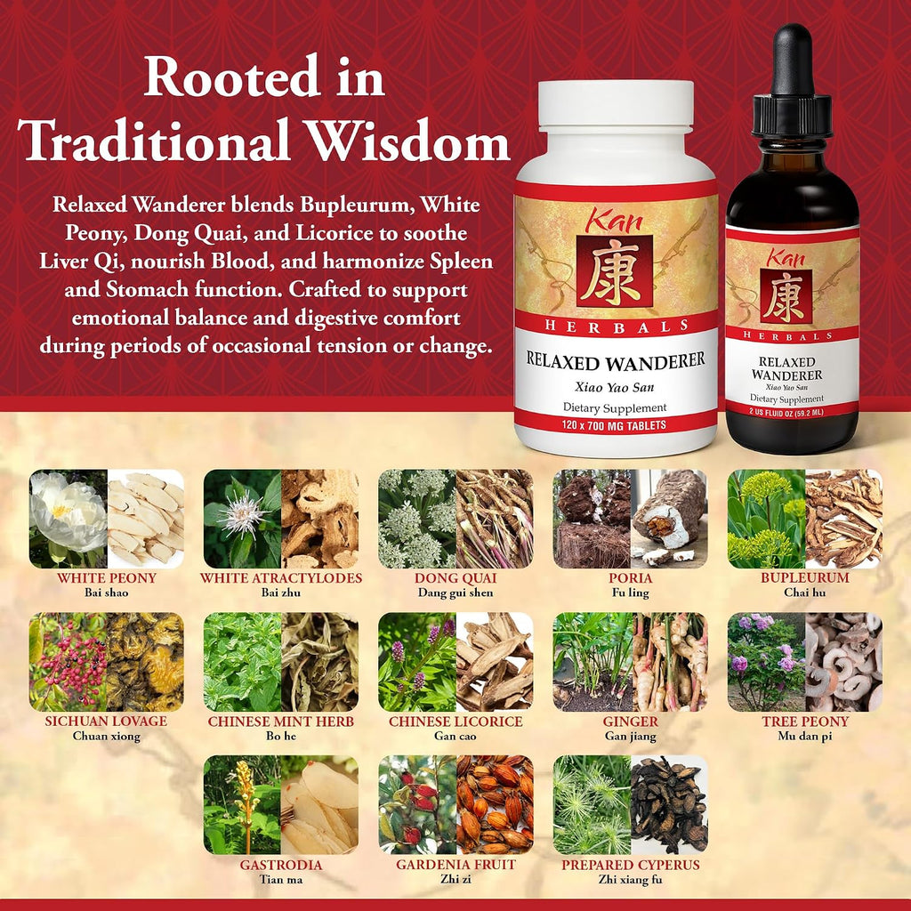 Kan Herbs Company Relaxed Wanderer – Fórmula Herbal Tradicional China, 60 ml