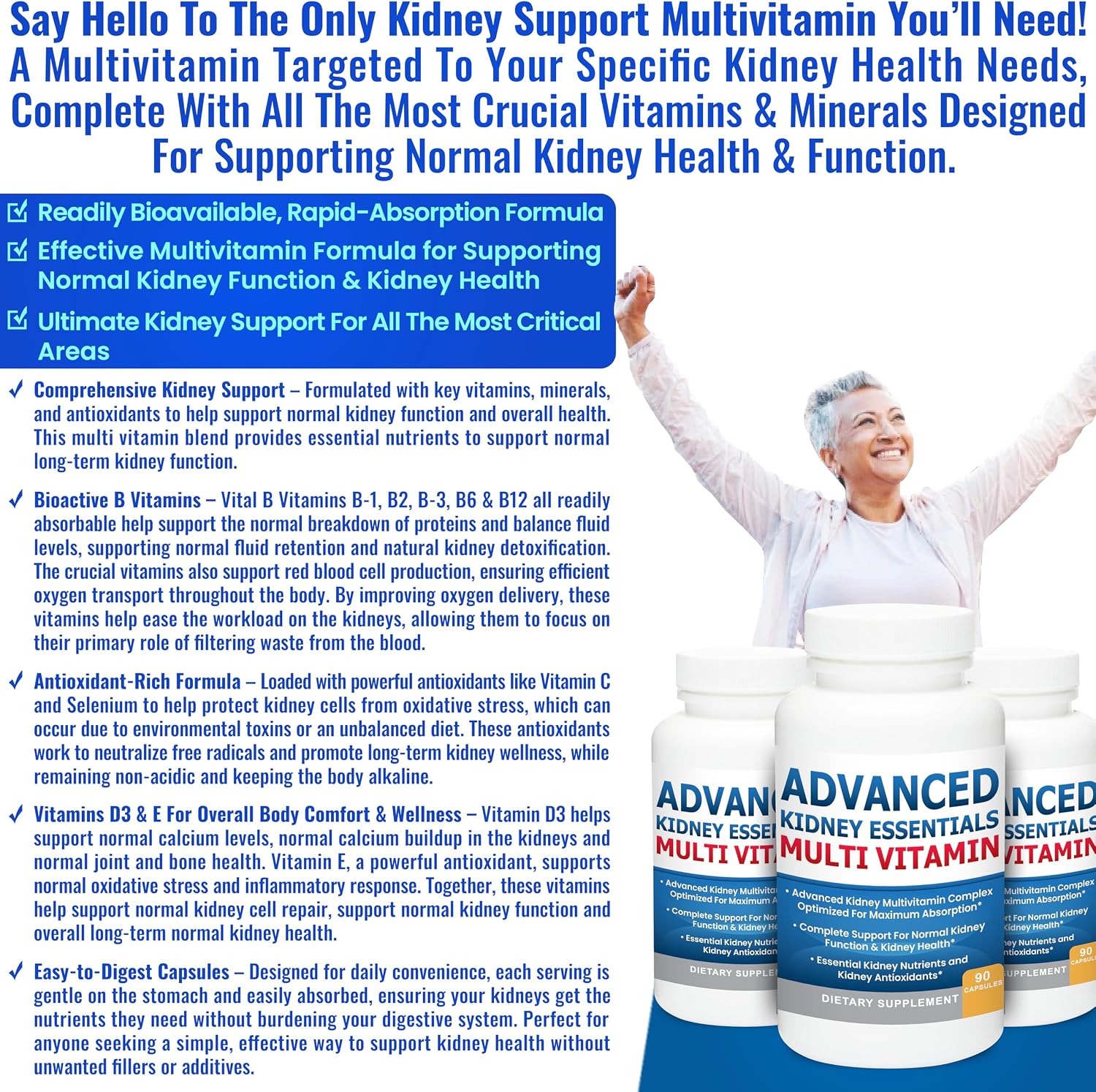 Advanced Kidney Essentials Multivitamin – 30 Cápsulas