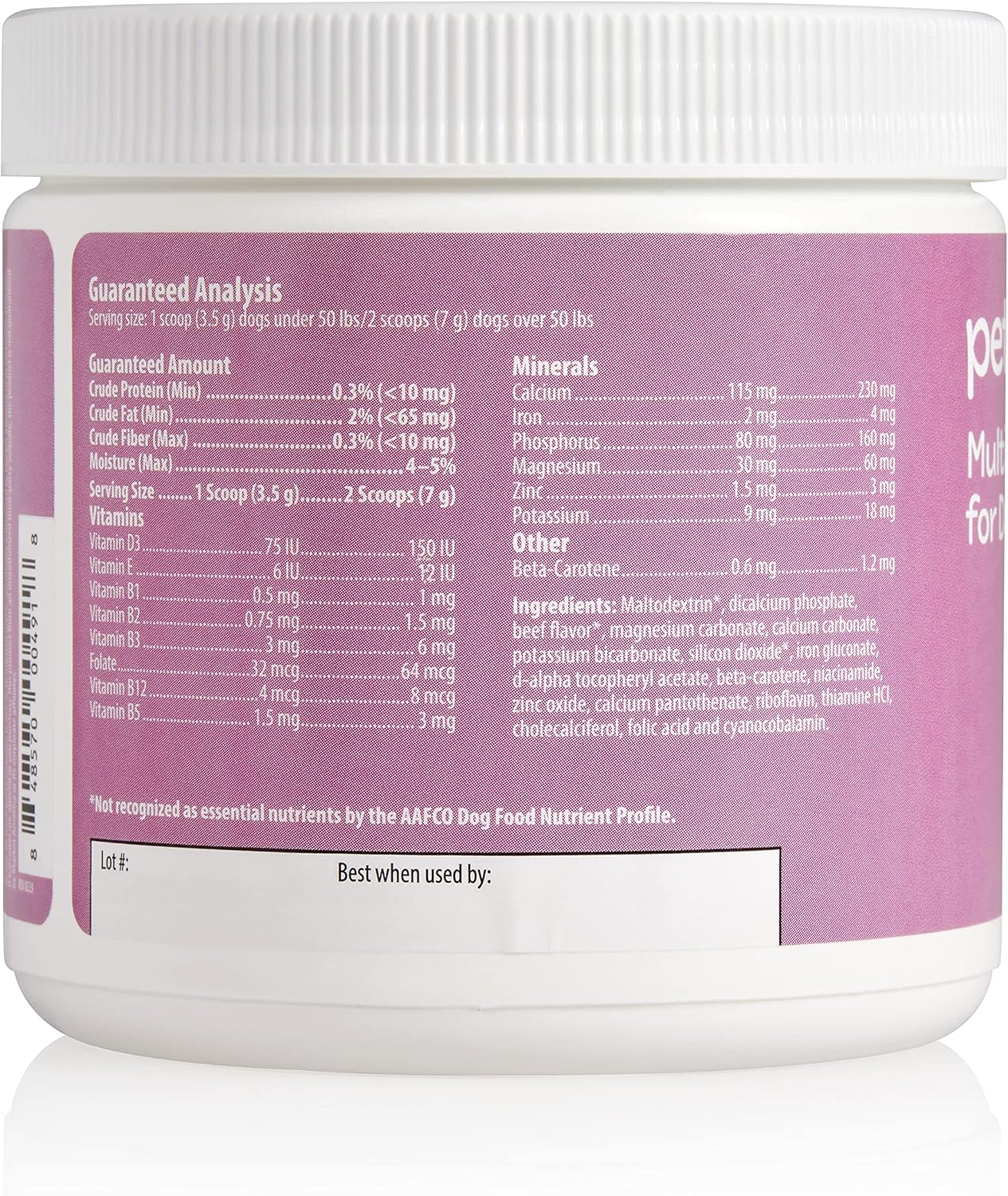 Multivitamínico para Perros – Vitaminas y Minerales Diarios – Sabor a Ternera en Polvo – Aprox. 90 Dosis