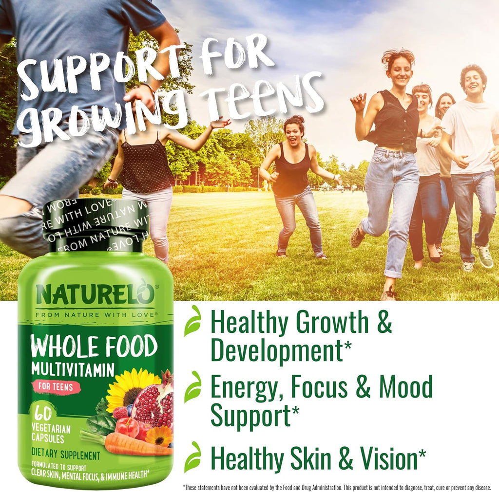 NATURELO Multivitamínico para Adolescentes - 60 Cápsulas - Complejo Vitamínico con Minerales, Vegano, Sin Gluten