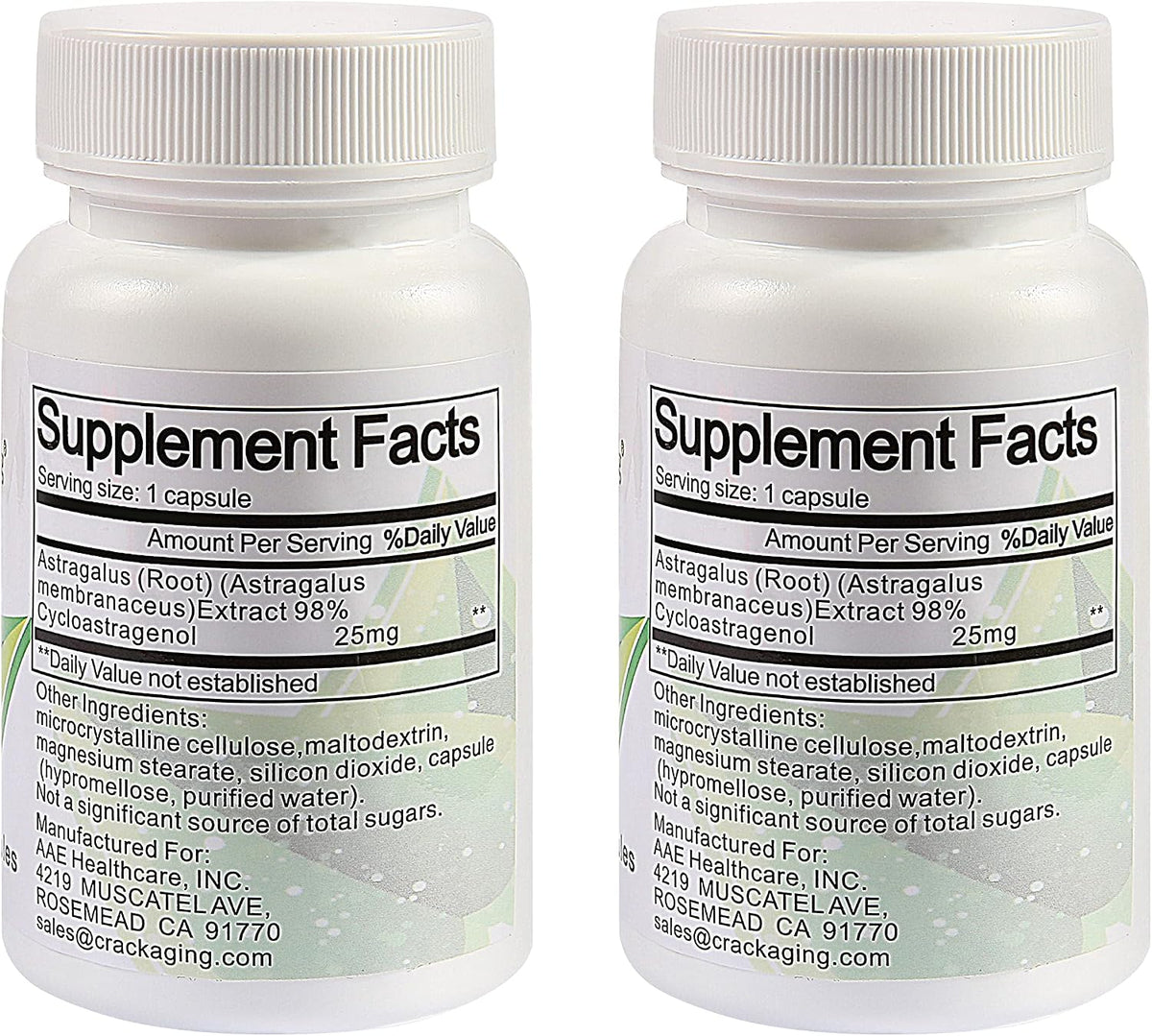 Crackaging Super-Absorption Cycloastragenol 98% 25mg, 60 Cápsulas (2 Botellas) – Image 2