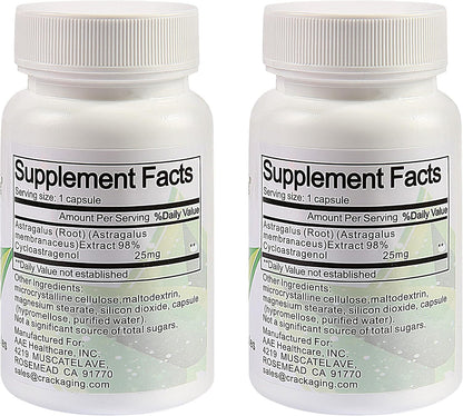 Crackaging Super-Absorption Cycloastragenol 98% 25mg, 60 Cápsulas (2 Botellas) – Image 2