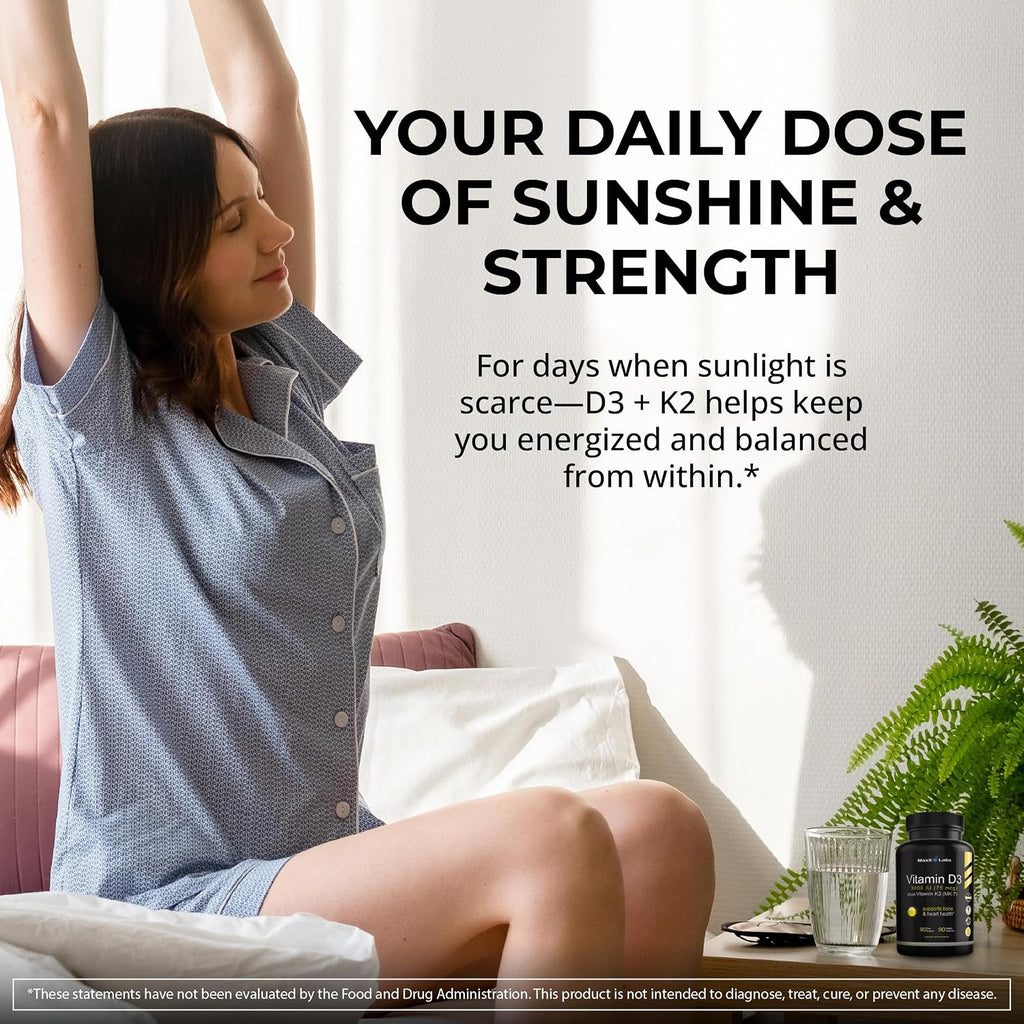 MaxX Labs Vitamina D3 3000 UI + K2 MK-7 | 90 Cápsulas | Suplemento Alimenticio