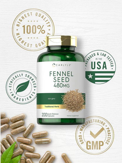 Carlyle Semilla de Hinojo 480mg – 200 Cápsulas – Suplemento Herbal No-GMO – Image 5