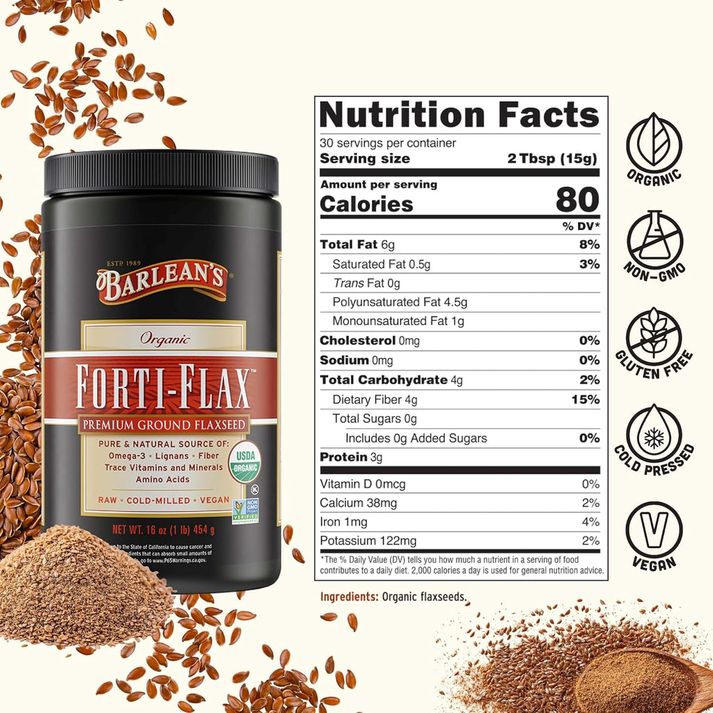 Barlean's Forti-Flax Linaza Ecológica Molida - Pack de 2 (2 x 454 g)