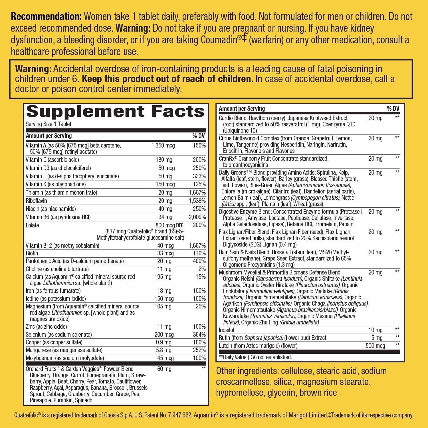 Nature's Way Alive! Women’s Ultra Potency, Multivitamínico Completo para Mujeres, 60 Comprimidos