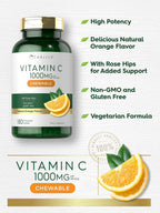 Carlyle Vitamina C Masticable | 1000 mg | 180 Comprimidos | Vegetariano, Sin Gluten, No-GMO