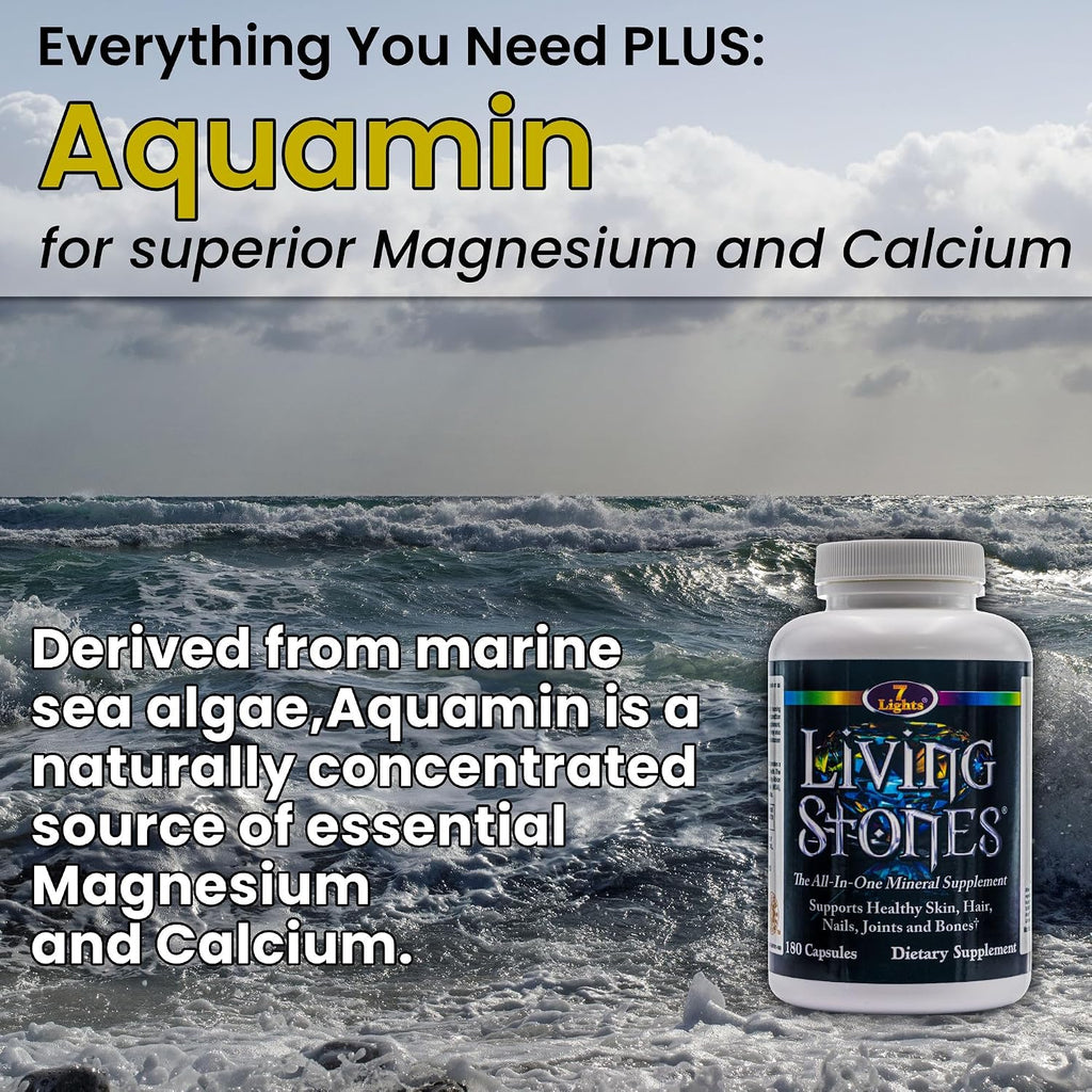 Living Stones, Suplemento Mineral Completo con Zinc, Calcio, Magnesio, Selenio, MSM y Shilajit (180 Cápsulas)
