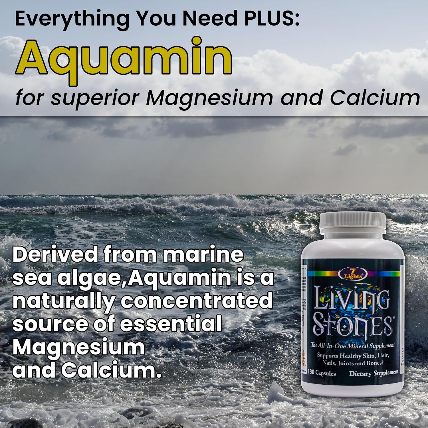 Living Stones, Suplemento Mineral Completo con Zinc, Calcio, Magnesio, Selenio, MSM y Shilajit (180 Cápsulas)