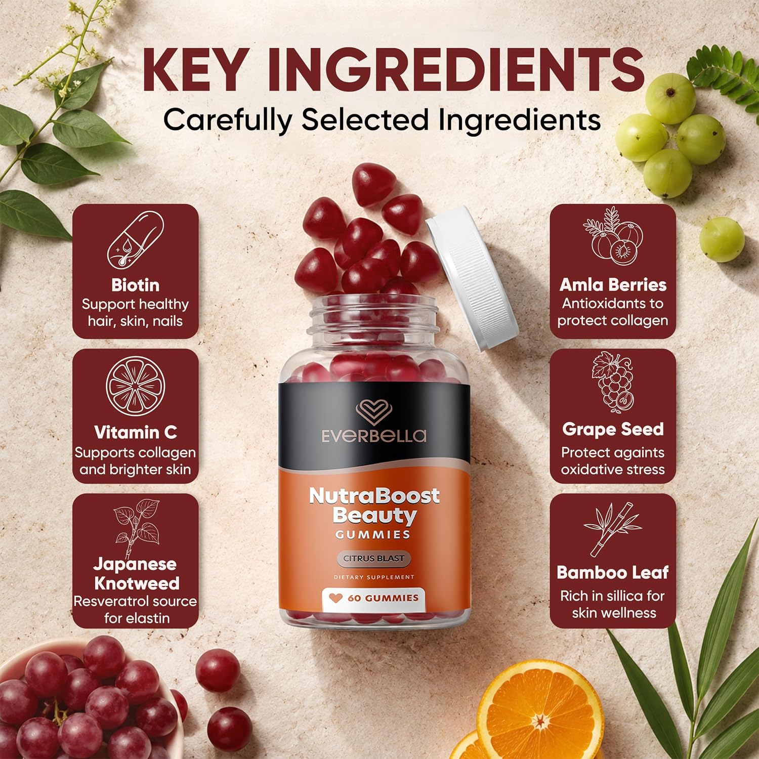 NutraBoost Beauty Gummies - Gominolas de Belleza con Biotina, Vitamina C y Aminoácidos