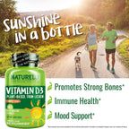 NATURELO Vitamina D3 5000 UI - Vegana a base de Liquen - 180 Cápsulas