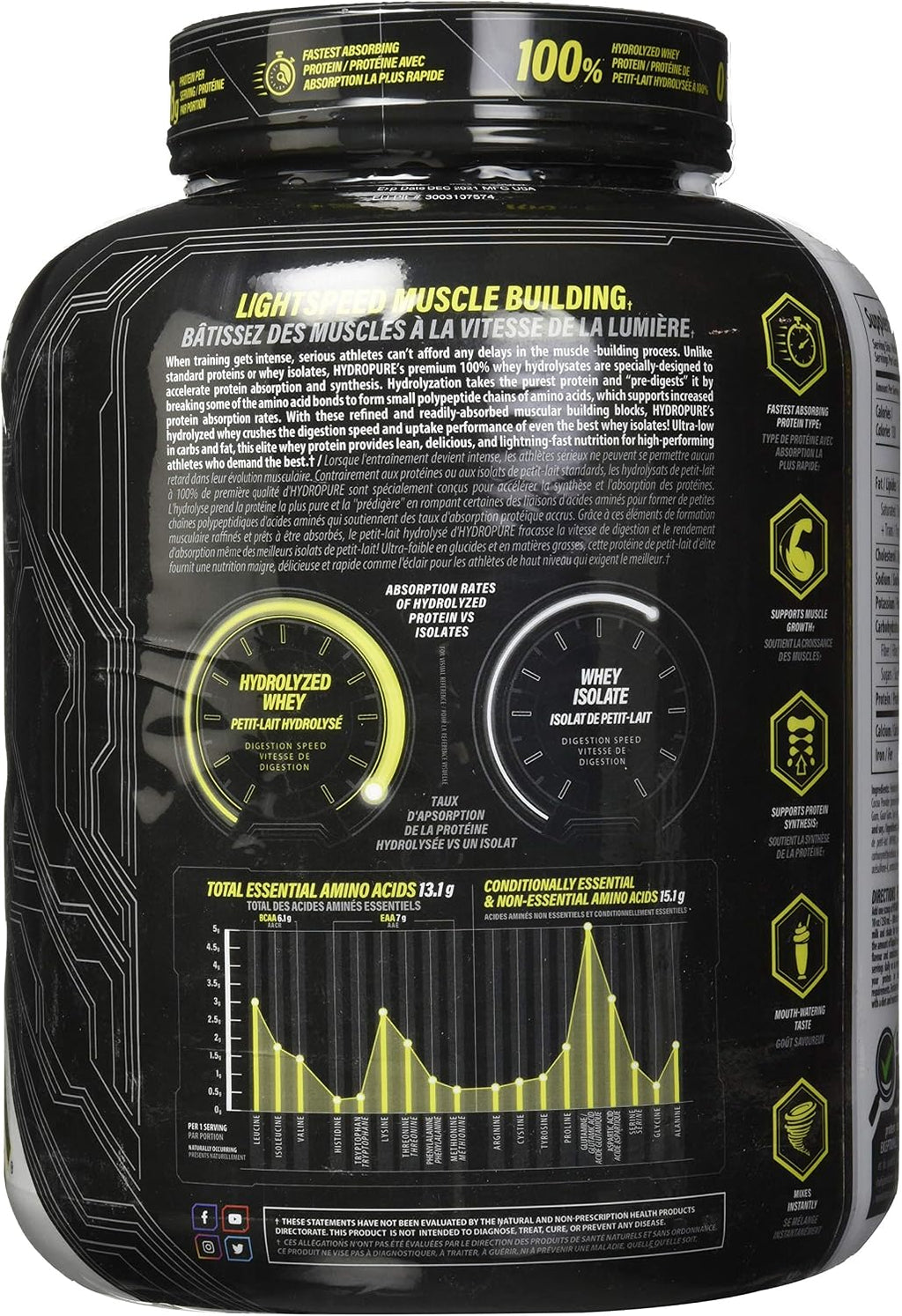Nutrabolics Hydropure - Proteína de Suero Hidrolizada, 4.5 lbs (2.04 kg)