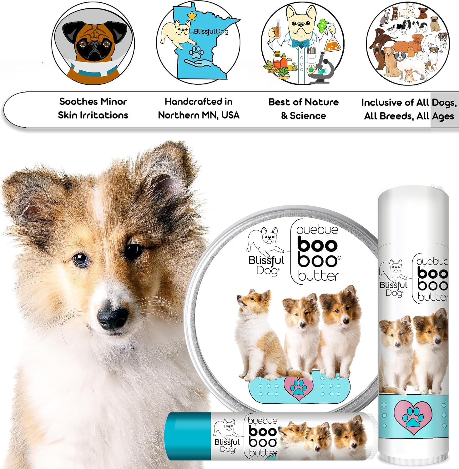 The Blissful Dog Booboo Butter para perros Shetland Sheepdog (56 g / 2 oz)