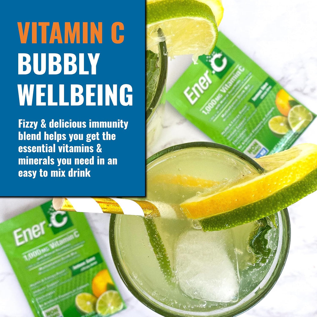 Ener-C Multivitamínico Bebida Mezcla con Electrolitos - Limón Lima, 60 sobres