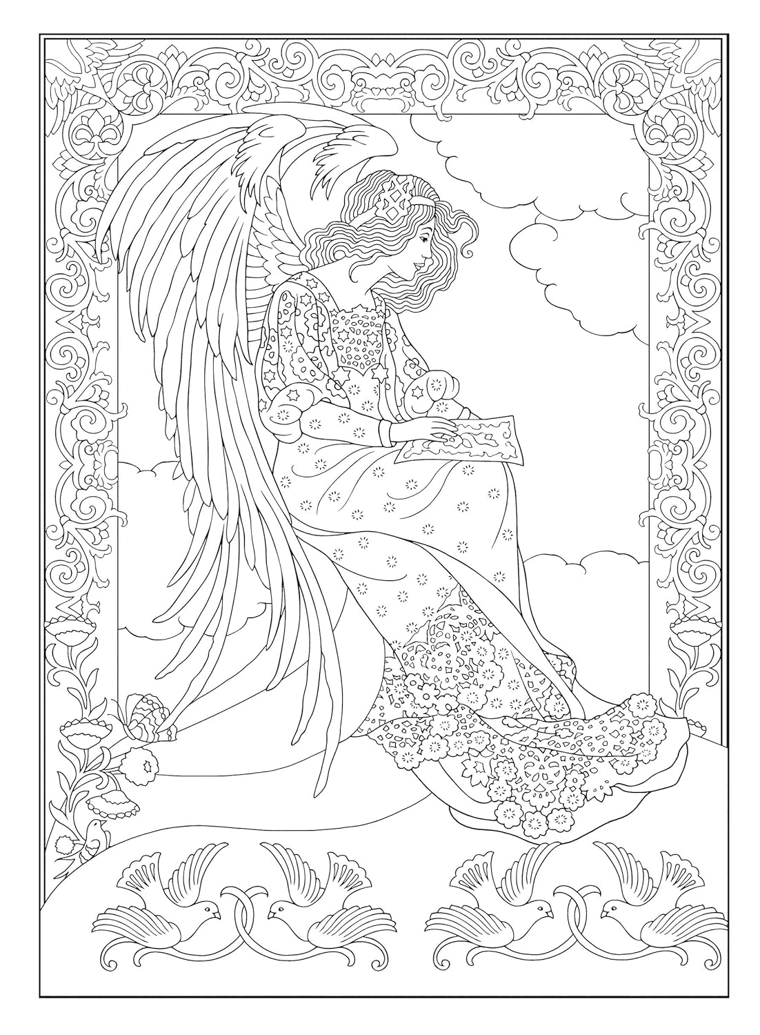 Creative Haven Elegant Angels: A Coloring Book for Adults with Relaxing Illustrations (Adult Coloring Books: Religious & Inspirational)