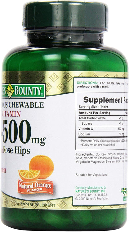 Nature's Bounty Vitamina C 500 mg Masticable con Escaramujo, 90 Comprimidos – Image 3