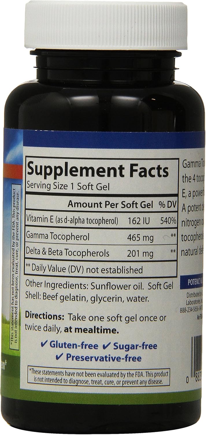 Carlson Labs Gamma E-Gems, Gamma Tocoferol, 465mg, 60 Cápsulas Blandas
