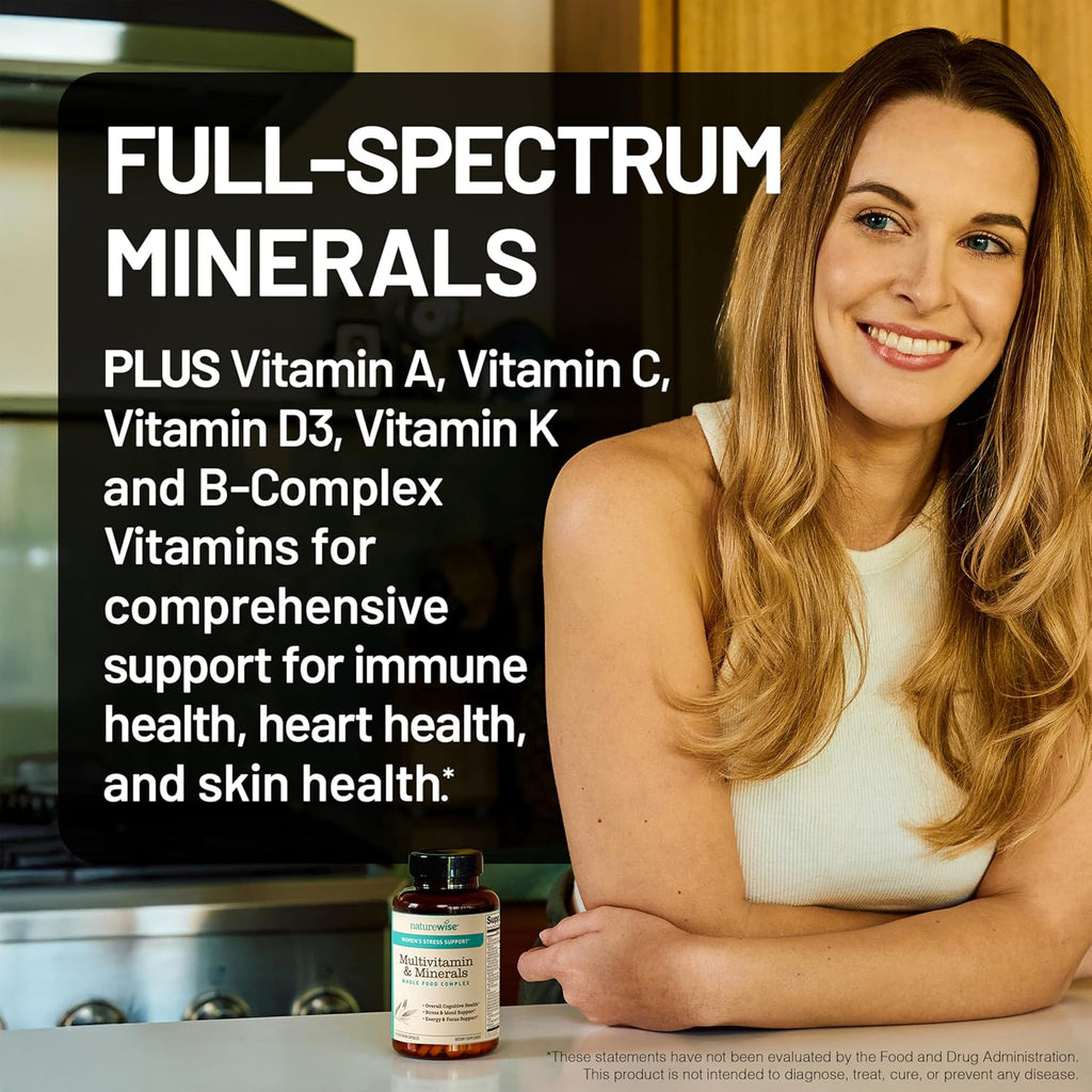 NatureWise Multivitamínico para Mujeres + Apoyo contra el Estrés con Alimentos Orgánicos y Minerales Naturales