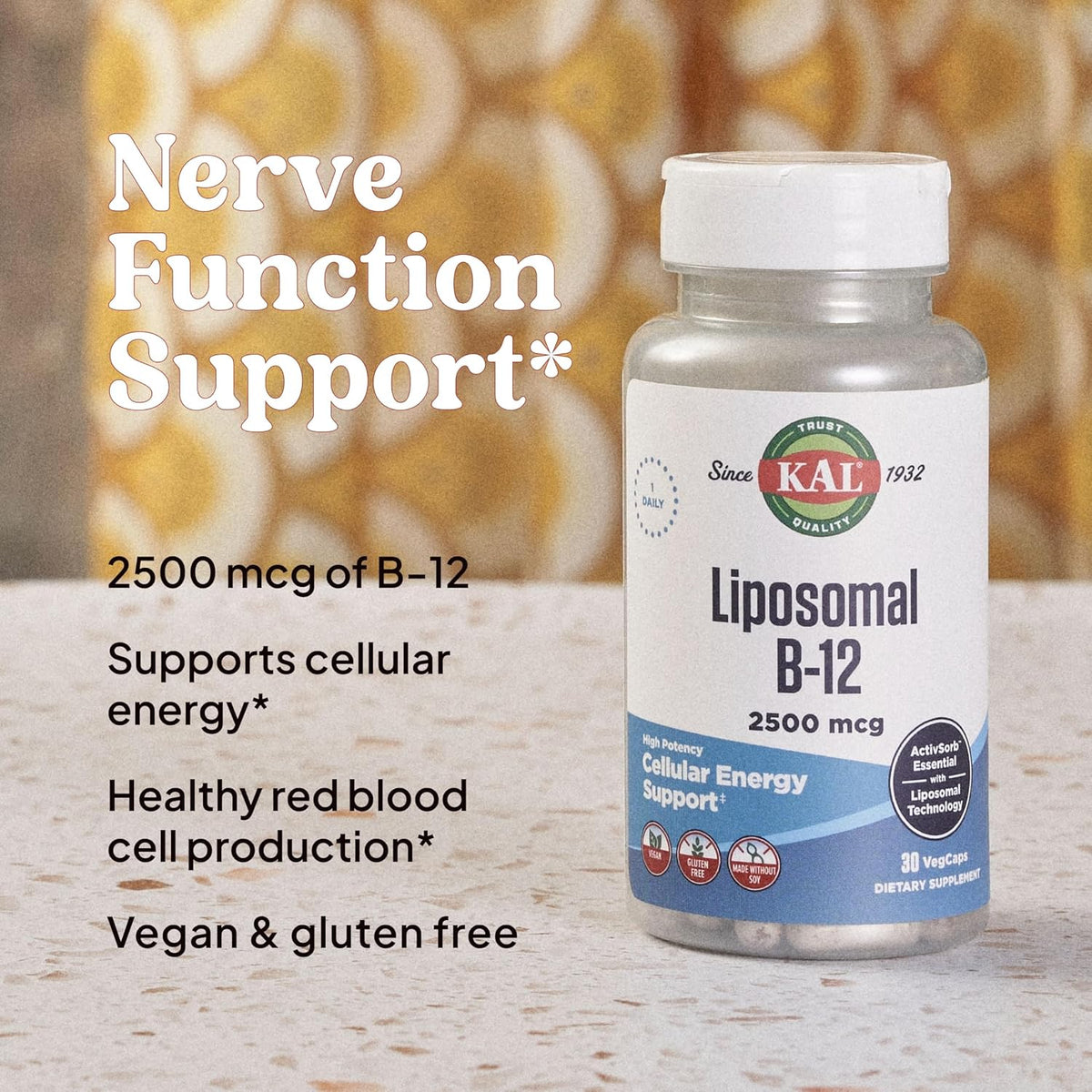 KAL Liposomal Vitamina B12 2500 mcg - Alta Absorción - Tecnología Liposomal - Cápsulas Veganas - Sin Gluten - Sin Soja - 30 – Image 5