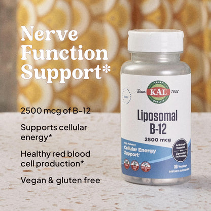 KAL Liposomal Vitamina B12 2500 mcg - Alta Absorción - Tecnología Liposomal - Cápsulas Veganas - Sin Gluten - Sin Soja - 30 – Image 5