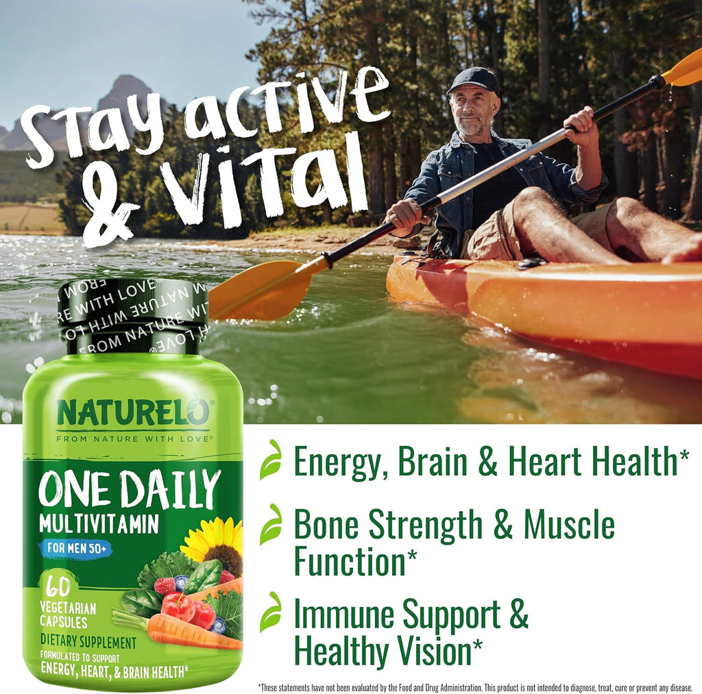 NATURELO Multivitamínico para Hombres 50+ - 60 Cápsulas Vegetales