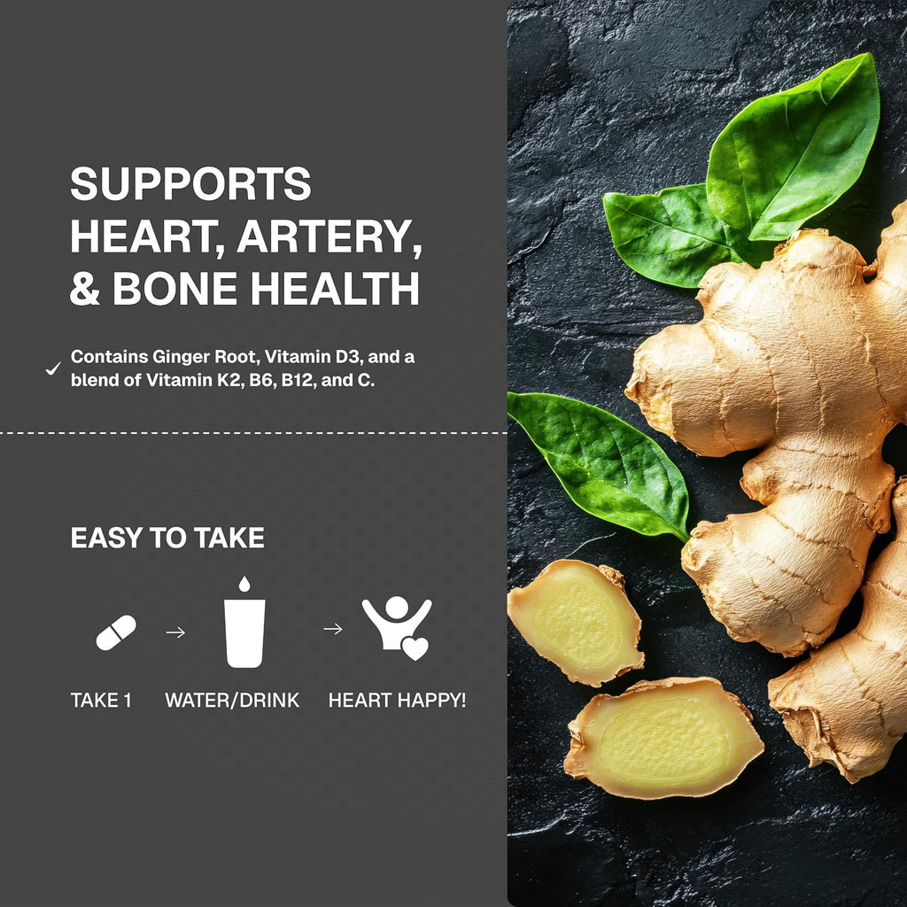 Weider Artery Health - Salud Arterial y Corazón - con Vitamina K2, D3 y Jengibre - 30 Cápsulas Veganas