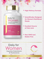 Carlyle Multivitamínico y Multimineral para Mujeres - 365 Comprimidos - Con Betacaroteno, Ácido Fólico y Vitamina D