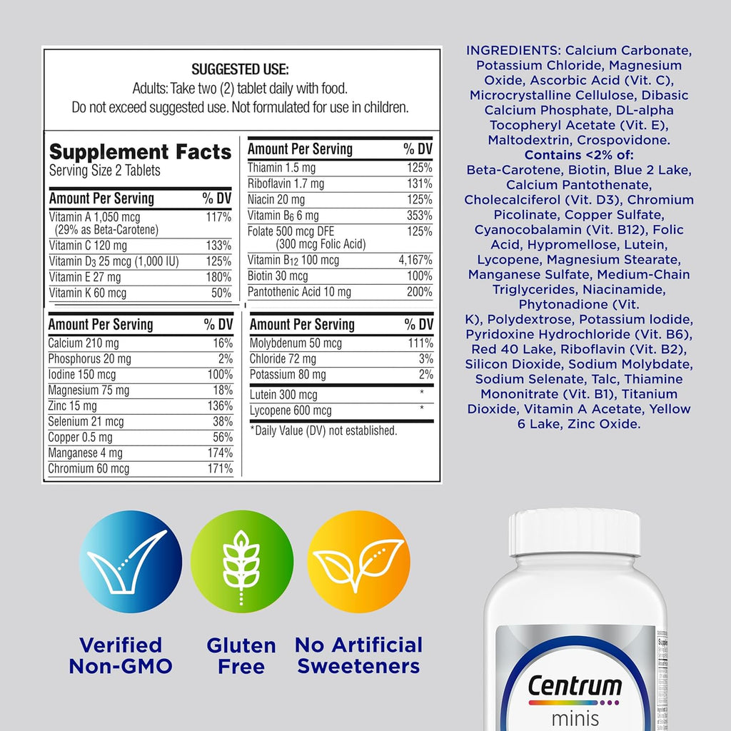 Centrum Minis Silver Multivitamínico para Hombres 50+ - 280 Comprimidos