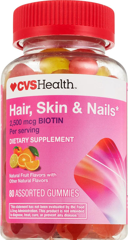 CVS Health Hair, Skin & Nails 2,500mcg – La biotina contribuye al metabolismo energético normal. – Image 1