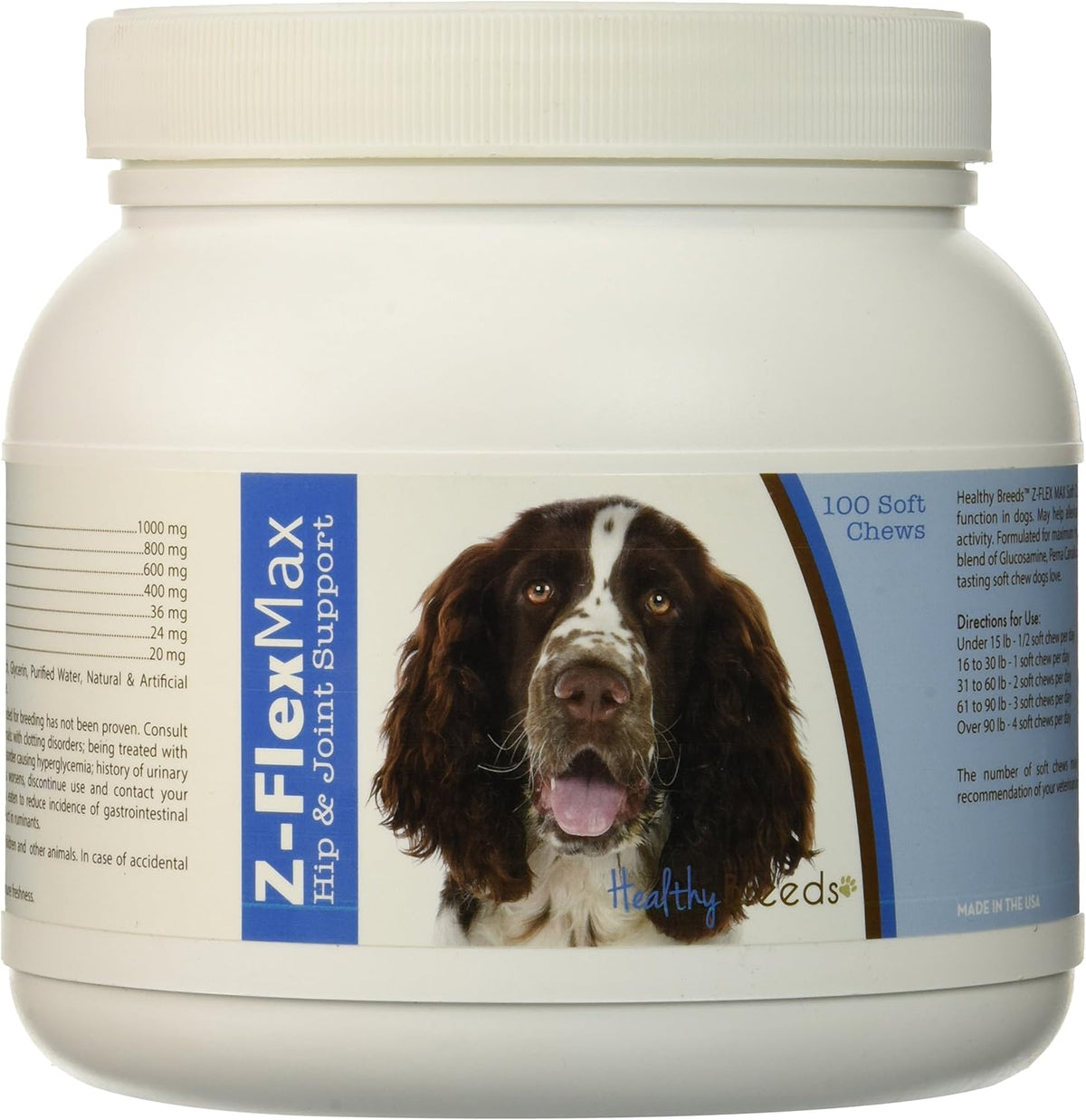 Healthy Breeds Z-Flex Max + Glucosamina + – Condroitina: Ayuda a atraer agua al cartílago, manteniéndolo hidratado – Image 2