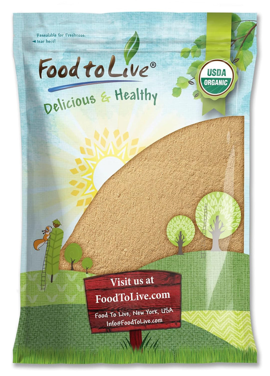 Food to Live Polvo Orgánico de Amla (Amalaki), 6 Libras - Grosella India, No GMO, Crudo, Puro, Molido Fino, Kosher, Vegano. Rico en Antioxidantes y Vitamina C. Ideal para Batidos, Yogures