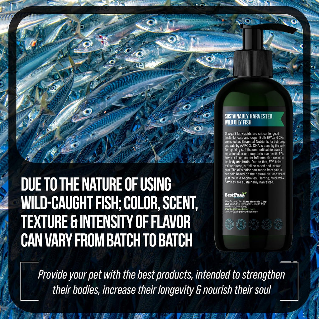 Aceite de Pescado para Perros - Omega 3 Salvaje con Dosificador - 236 ml