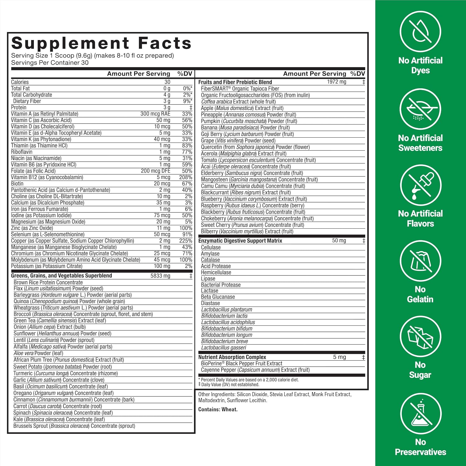 Force Factor Smarter Greens Daily Wellness Powder 2 Pack - Sin Sabor