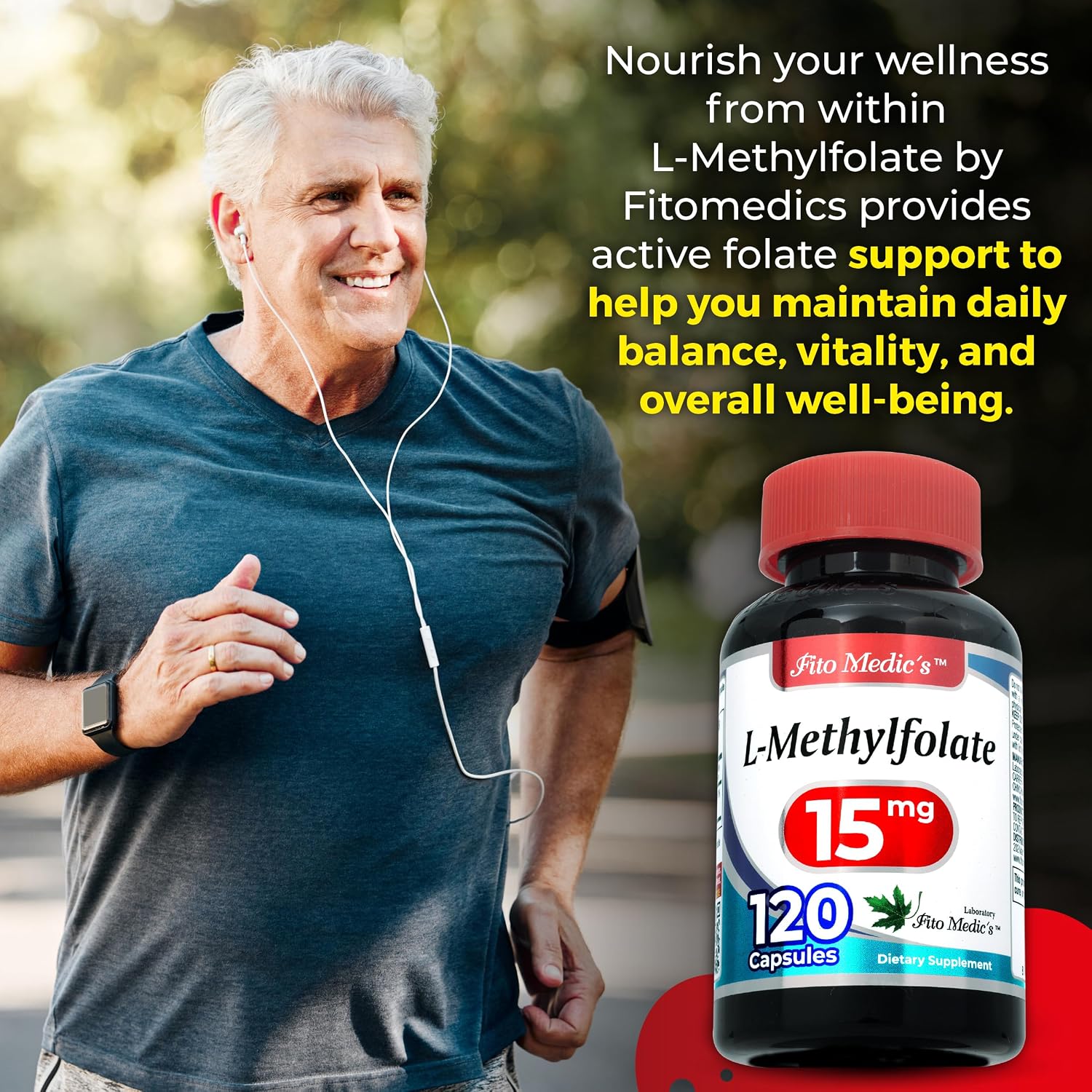 FITO MEDIC'S Lab Methylfolate Supplement, Folate Formula, 120 Capsules
