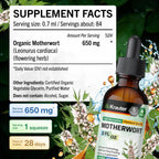 BIO KRAUTER® Tintura de Motherwort - Suplemento Vegano para la Menopausia y Perimenopausia - 2 Fl Oz (59 ml) - 28 Días de Suministro