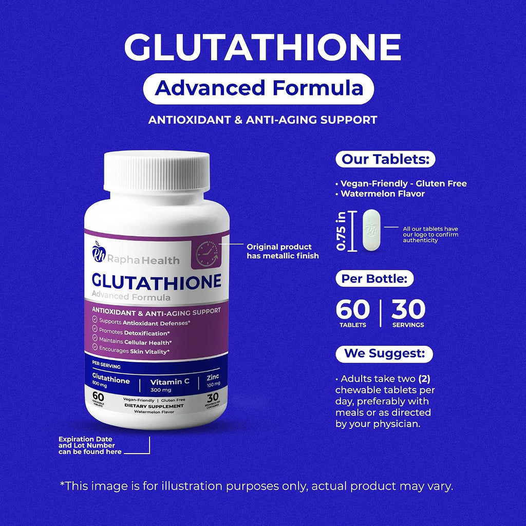 Glutatión con Vitamina C y Zinc - 120 Comprimidos - Rapha Health