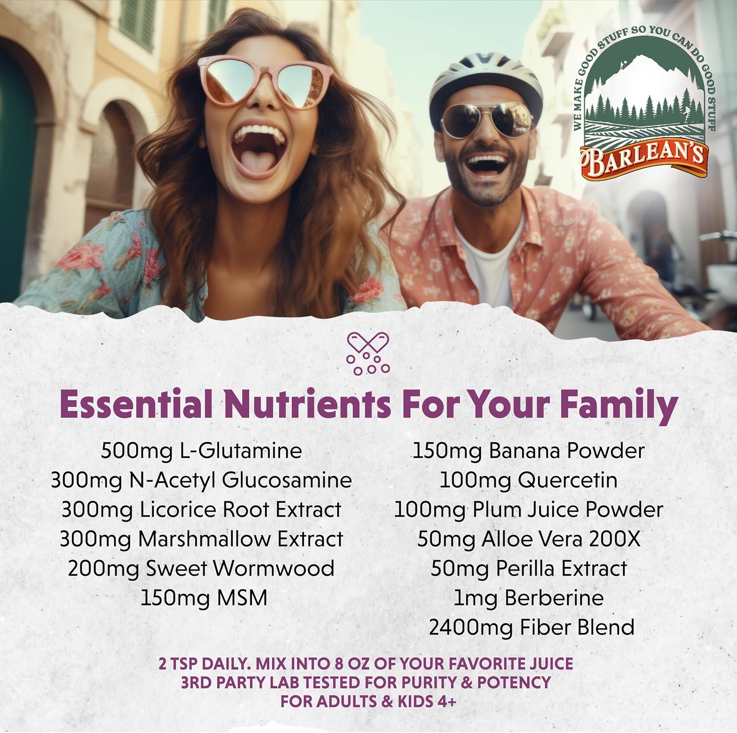 Barlean's Polvo de Salud Intestinal, Mezcla de Fibras y Apoyo Digestivo, Sabor Bayas Mixtas, 180g