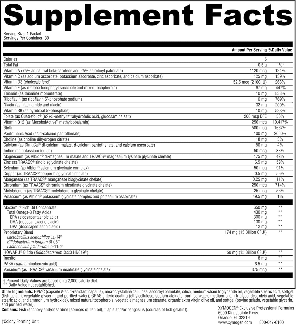 XYMOGEN Foundation Essentials - Paquete Diario de Suplementos (30 sobres)