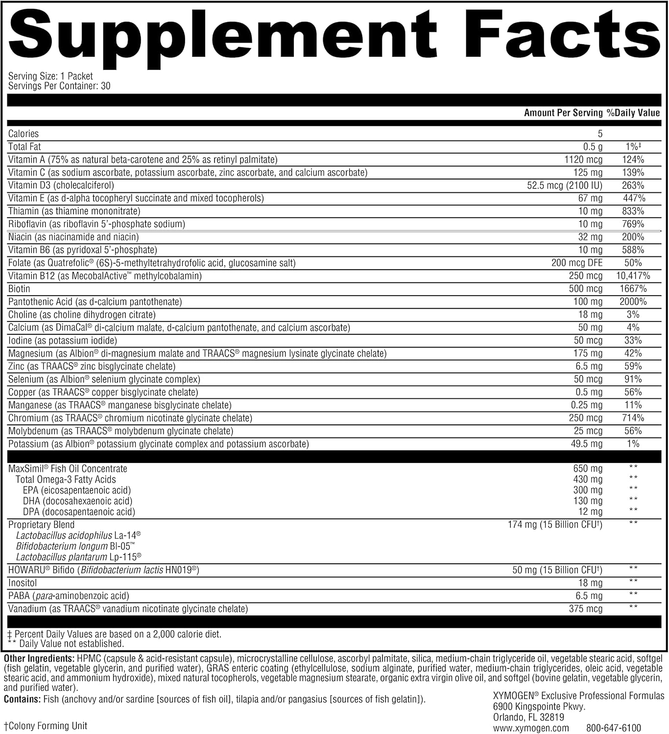XYMOGEN Foundation Essentials - Paquete Diario de Suplementos (30 sobres)