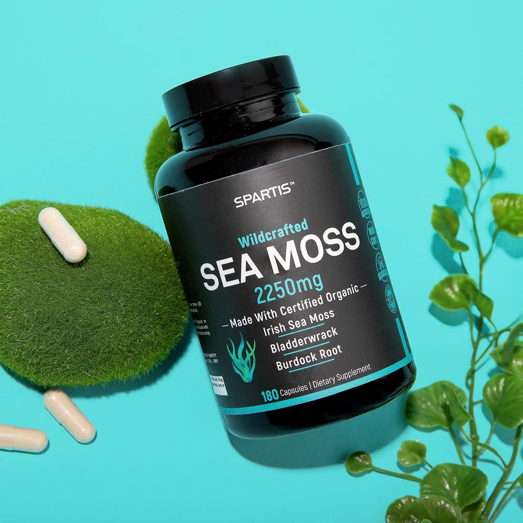 Cápsulas de Musgo Marino Orgánico 2250mg con Bardana y Fucus (180 Cápsulas)
