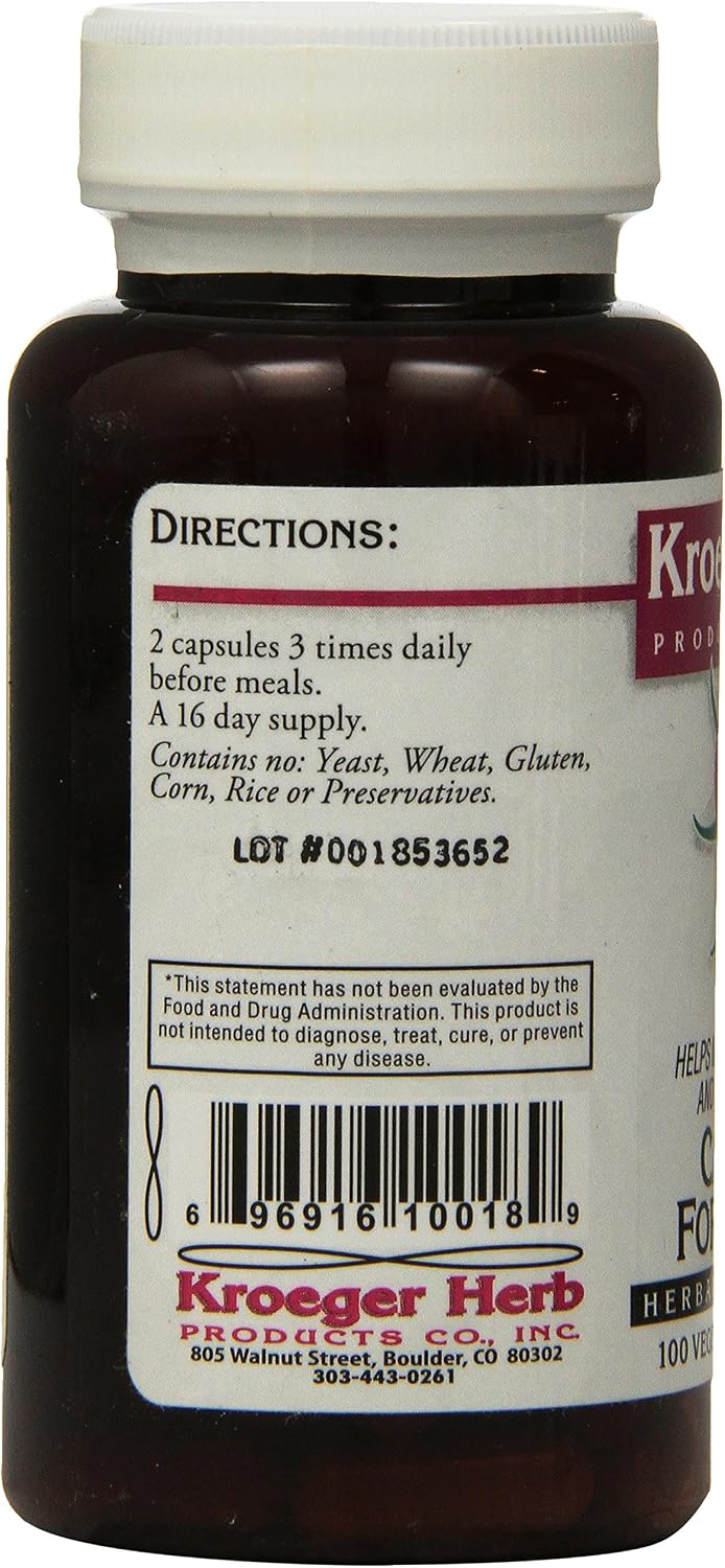 Kroeger Herb Candida Formula No 1, 100 Cápsulas